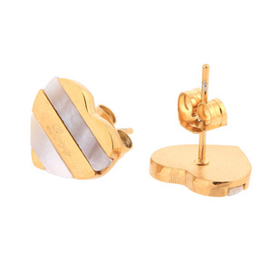 Ensemble collier et boucles d'oreilles en acier inoxydable en forme de cœur, couleur or, pour femme, ensemble de bijoux cadeau - Product Image 2