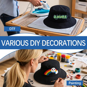 QJ OEM Custom Cartoon <strong>Bucket</strong> <strong>Hat</strong> Embroidery Logo Ascolour Mesh Fisherman Cap Full Heat Transfer Printing String Casual Cycling - Product Image 6