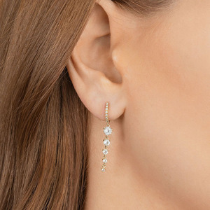 Pendientes <span class=keywords><strong>de</strong></span> latón con borlas, estilo europeo-americano, geométricos, distintivos, largos, casuales/deportivos, para mujer, sencillos, color blanco. - Product Image 2
