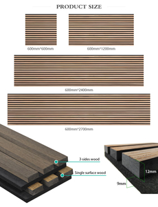 カスタム270X60吸音3Dナチュラルアコースティックパネルオークウォールナット木製スラットウォールパネルPETMdfアコースティックパネル - Product Image 3