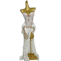 Sexy Trägerloses Perlen-Pailletten-Abendkleid Bankett-Meerjungfrauenkleid Langes Kleid für Damen mit Hohem Schlitz Gala-Roter-Teppich-Kleid Party-Bühnenkostüm