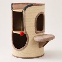 YAOYUE Arbre à chat cylindrique en sisal et carton avec perchoir latéral en peluche – Tour durable pour chat avec griffoir intégré