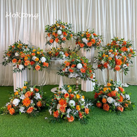 Luxuriöse Seiden-Orange-Dendrobium Hochzeitsdekoration & Zubehör MoKtong Blumenball Tischdekoration 70cm mit Kaminverkleidung
