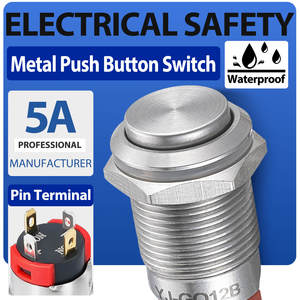 Edelstahl-Druckknopf-Hersteller 12mm Schalter Verriegelnd Momentan 5A IP65 Wasserdichter Druckknopf - Product Image 3