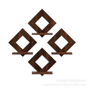Wooden Diamond <b>Wall</b> <b>Mounted</b> <b>Shelf</b> Geometric Floating Rack For Home Decoration Plant Display - Product Image 3