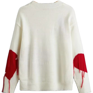 <span class=keywords><strong>Pull</strong></span> blanc à col rond avec franges, motif cœur tendance, prix <span class=keywords><strong>de</strong></span> gros, pour femmes modestes – Nouvelle collection - Product Image 2