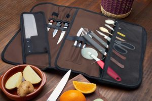 Sac à couteaux de chef, sac de transport pour couteaux en toile cirée, sac à couteaux résistant et imperméable, étui à couteaux enroulable - Product Image 2