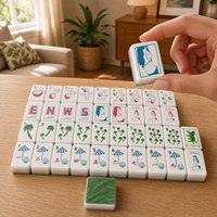 Ensemble de Mahjong Américain de Luxe en Acrylique Vert Émeraude Moderne, Tuiles Peintes à la Main, Taille Standard, Portable, Logo Personnalisé, Vente en Gros