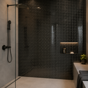 1x1 Absolute Black Galaxy Granite Polished <b>Mosaic</b> Tile Minimalist Design Style Durable UNION Brand Villa Application Slab - Product Image 3