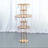 Support à fleurs de mariage en métal argenté et doré à 5 niveaux, support de centre de table pour décoration de table de mariage et de fête