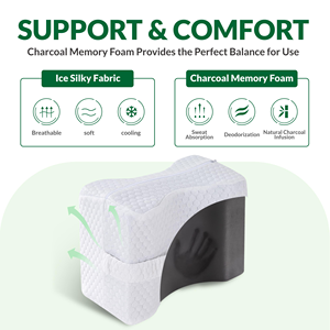 Coussin de jambe en mousse à mémoire de forme avec contour, coussin de genou en tissu pour le sommeil et le repos, avec massage magnétique pour soulager la douleur sciatique, pour utilisation au lit - Product Image 3