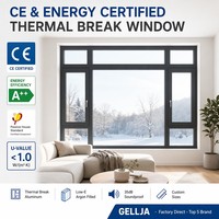 Fenêtre à battant triple vitrage GELLJA en alliage d'aluminium à rupture de pont thermique, verre Low-E, sur mesure, anti-corrosion, insonorisée, pour maison moderne