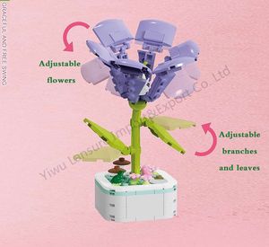 LS hot compatible <span class=keywords><strong>le</strong></span> go Blocs de construction pour enfants Fleurs en pot DIY arrangement de fleurs à petits grains Fleurs séchées Décoration intérieure - Product Image 4