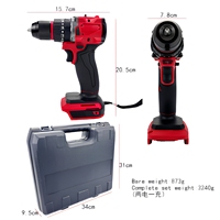 Perceuse à percussion sans fil 20V rechargeable, sans balais, au lithium, avec kit d'outils, portable, petite machine de forage manuelle