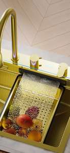 Fregadero de <span class=keywords><strong>Cocina</strong></span> de Siete Orificios con Grifo Purificador de Agua, Juego Completo, Fregadero Dorado de Lujo con Fregadero Multifuncional - Product Image 5