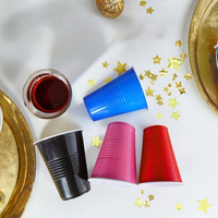 Tasse de fête en plastique jetable à double paroi de 7 oz avec logo personnalisé américain Plusieurs couleurs PP/PS Tasse de fête rouge pour fête de Pâques