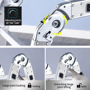 Échelle en aluminium multifonctionnelle de haute qualité EN 131 4x3 3,46 <span class=keywords><strong>m</strong></span> Prix bas Avec charnière à connexion solide - Product Image 5