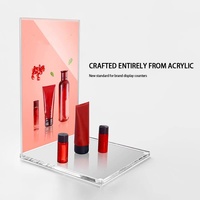 Support d'affichage cosmétique en acrylique sur mesure OEM pour comptoir, présentoir transparent pour maquillage et soins de la peau, support d'affichage pour boutique de détail avec logo