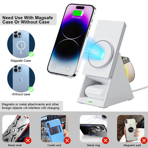 Cargador Inalámbrico 3 en 1 de 15W Magnético para <span class=keywords><strong>iPhone</strong></span>, <span class=keywords><strong>AirPods</strong></span> y Teléfonos, Compatible <span class=keywords><strong>con</strong></span> Enchufes de Reino Unido y Australia, Novedades 2025 - Product Image 4