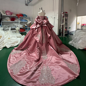 Vestido de Quinceañera Rosa Wx32 con Cuentas, Vestidos de 15 Años con Lentejuelas, Vestidos de Gala para Instagram, Apliques de Encaje, Vestido de Princesa Largo hasta el Suelo - Product Image 5