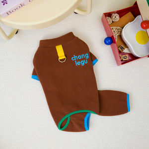 Baju monyet anjing peliharaan, jumpsuit anjing flanel 4 kaki gaya sederhana musim gugur musim dingin - Product Image 4