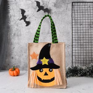 Bolsas de Yute para Halloween con Diseño de Bruja, Calabaza, Gato y Calavera, Bolsas de Regalo para Dulces, Artículos para Fiestas de Halloween - Product Image 3