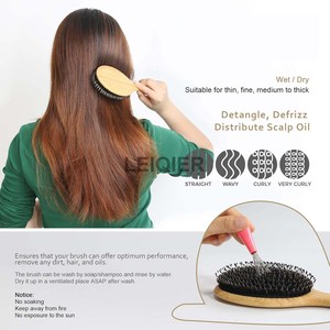 Cepillo para el cabello con logotipo personalizado, peine de madera ovalado con cerdas de jabalí y nailon, para cabello húmedo/seco, masajeador, realza el brillo y la salud del cabello, para peluquería - Product Image 5