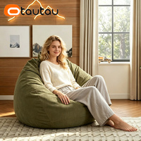 OTAUTAU Housse de canapé en velours côtelé, pouf, ottoman, grand pouf, sac de pouf, fauteuil inclinable, siège d'angle au sol, futon DD005