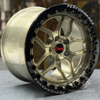 Jantes Beadlock forgées HS Polished Frozen Gold personnalisées 17x10 18x11 5x120 5x112 pour voitures de course GT Drag