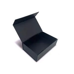 Custom Vierkante Inklapbare Stijve Black Flap Kartonnen Papier Vouwen Magnetische Sluiting Gift Box
