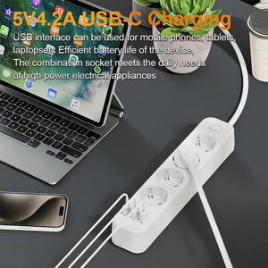 OL EU Electric Power Strip 3/4 Outlets Cable de extensión de toma de corriente con puertos USB <span class=keywords><strong>Protector</strong></span> contra sobretensiones Power Strip - Product Image 2