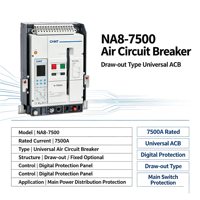 Disjoncteur d'air CHINT NA8-1600N 800A 3P/4P AC400V/690V 50kA-80kA IP20 Certifié CE IEC Garantie 2 ans Stock usine