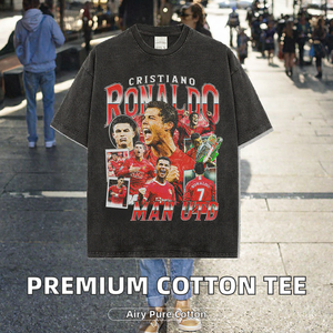 คริสเตียโน โรนัลโด้ แมนยูไนเต็ดเสื้อยืดโอเวอร์ไซส์พิมพ์ลายแขนสั้นผู้ชาย O คอเสื้อยืดลำลองผ้าฝ้าย - Product Image 2