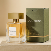Flacon de parfum en verre de luxe personnalisé, flacons vaporisateurs de parfum transparents 30ml 50ml 100ml, flacon de parfum carré vide en verre avec bouchon doré