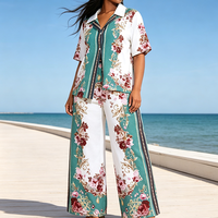 Ensemble de pyjama deux pièces élégant et confortable en satin 100 % coton à motif floral, séchage rapide, respirant, pour femme, vente en gros