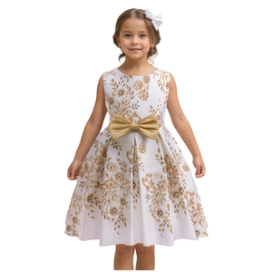 Vestidos de Fiesta Formales con Cuello Redondo para Niñas Pequeñas, Transpirables y Ecológicos, con Diseño de Flores, para Cumpleaños - Product Image 1