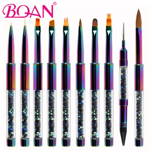 BQAN-mango de Metal para manicura, brocha de Gel con logotipo personalizado, doble extremo, para <span class=keywords><strong>arte</strong></span> de uñas, espátula, herramienta de pinceles de polietileno para pintura de uñas - Product Image 5