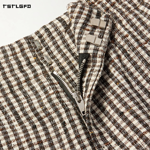 Fully Cut And Sew Heavyweight Checked Woven <b>Shorts</b> Straight Leg Oversized Streetwear Vintage Wash Plaid <b>Shorts</b> - Product Image 3