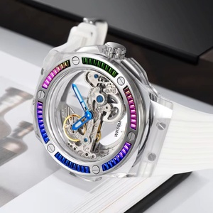 Montre pour homme, design squelette mécanique, boîtier en alliage d'acier inoxydable, verre, montre pour homme - Product Image 4