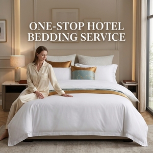 Draps de lit d'hôtel 100 % coton 200 fils, faible MOQ – <span class=keywords><strong>Drap</strong></span> plat doux, <span class=keywords><strong>drap</strong></span>-housse profond, ignifuge, écologique pour B&B - Product Image 2
