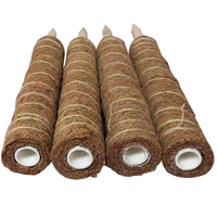 Poteau en fibre de coco naturelle avec bâton en bois pour plantes grimpantes d'intérieur et d'extérieur, support de jardinage