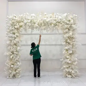 GNW Arches Hochzeiten können überwältigende künstliche Bogen Seide Rose Blume dekoriert quadratischen Bogen für Hochzeits dekoration Bühne sein
