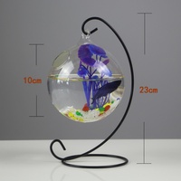 Vase rond en forme de sphère, aquarium suspendu en verre pour poissons rouges, aquarium de bureau pour betta, aquarium double suspendu en verre transparent