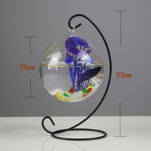 Vase rond en forme de sphère, aquarium suspendu en verre pour poissons rouges, aquarium de bureau pour betta, aquarium double suspendu en verre transparent - Product Image 4