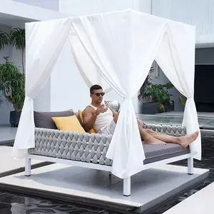 Factory Direct Outdoor Garden Hotel Patio DayBed Aluminum Outdoor Daybed Outdoor Sun Lounge Bed