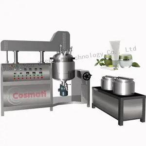 Cosmetic Face Cream lotion Hydraulic lifting tilting homogenizer vacuum emulsifying mixer mixing machine with water and oil tank