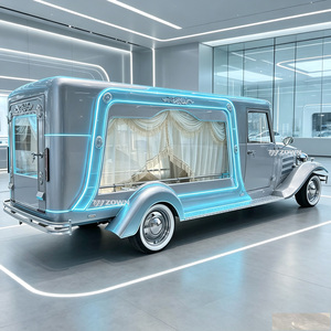Cercueil de transport élégant de style vintage, sans cadre, avec panneaux de verre incurvés, pour occasions de commémoration digne, finition nacrée - Product Image 1