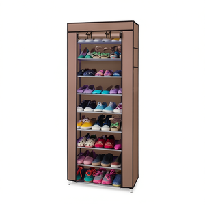 Zapatero de 10 niveles de tela no tejida, marrón, que ahorra espacio, alto y estrecho, mueble de almacenamiento independiente para armario - Product Image 1