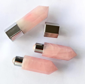 Herramientas de belleza portátiles de tamaño viaje para masaje facial, rodillo de jade natural y cuarzo rosa, botella dispensadora vacía para aceites esenciales. - Product Image 2