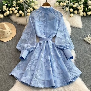 Vestidos Elegantes de Alta Gama para Mujer, con Cintura Ajustada, Bordado Calado, Cierre de Botón, Corte en A, a la Moda - Product Image 4